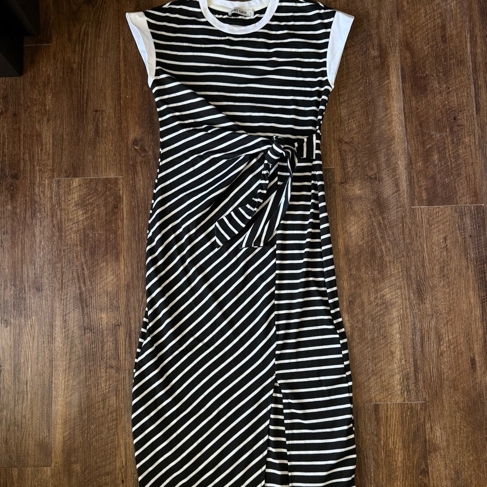 Grace Karin Black and White Striped Midi Dress